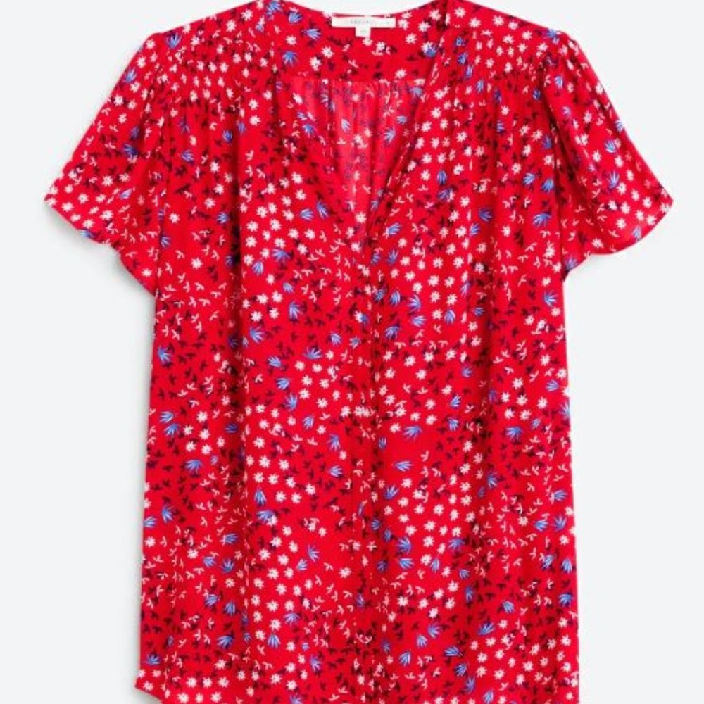 Fun2Fun Linnette Split Neck Smocked Blouse